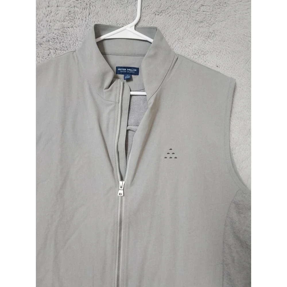 Peter Millar Light Gray Men's Zip-Front Sleeveless Vest